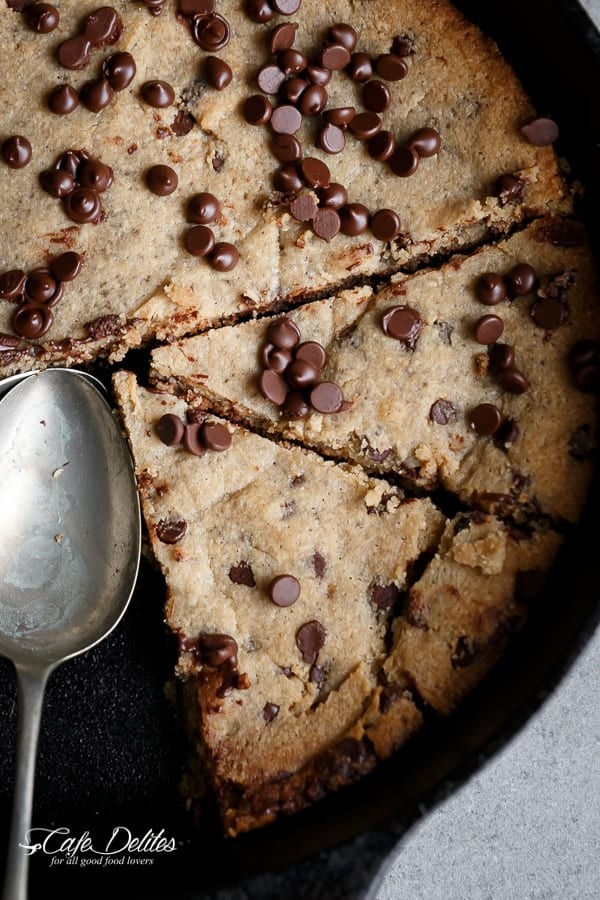 Low Carb Browned Butter Chocolate Chip Skillet Cookie